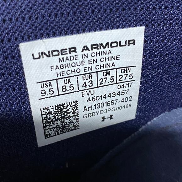 UNDER ARMOUR 9.5 Lightning 4 Mens Basketball Shoe Sneakers Navy Blue & White main image 7